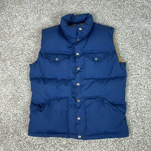 Vintage The North Face Vest Mens Small Blue Down Puffer Snap USA Made Hiking 70s