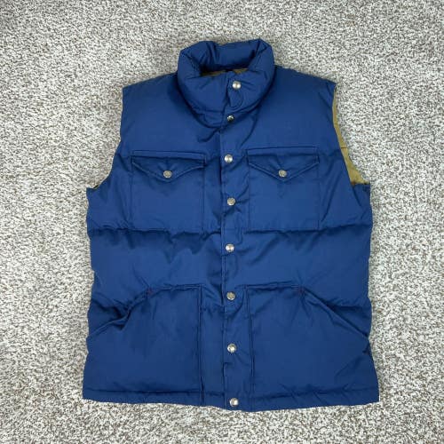 Vintage The North Face Vest Mens Small Blue Down Puffer Snap USA Made Hiking 70s