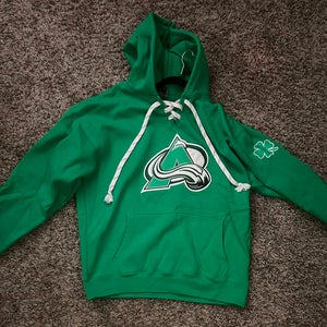 Colorado avalanche green shamrock hockey hoodie men’s large