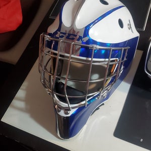 blue chrome Senior Medium CCM Axis Pro Goalie Mask (Used)
