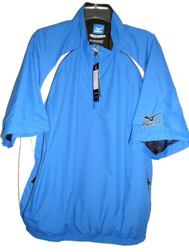 Mizuno Windlite Rain Top (Royal/White, Small) 1/2 Sleeve Pullover New