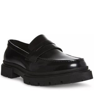 Steve Madden Zeb Penny Loafers Men's US 9.5 Black Leather Slip On Shoes HAWK520