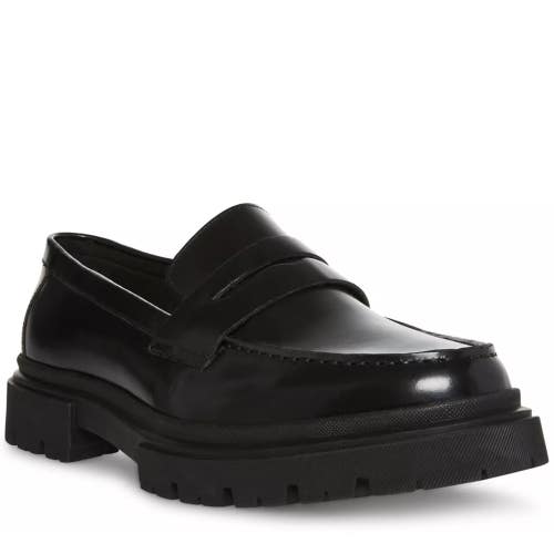 Steve Madden Zeb Penny Loafers Men's US 9.5 Black Leather Slip On Shoes HAWK520