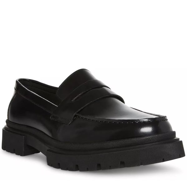 Steve Madden Zeb Penny Loafers Men's US 9.5 Black Leather Slip On Shoes HAWK520