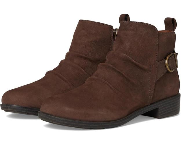 Cobb Hill Nessa Boots Women's 8 Dark Brown Leather Side Zip Ankle Bootie HAWK648