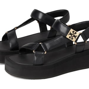 Tory Burch Mellow Sandals Womens US 5 Black Leather Ankle Strap Platform HAWK687
