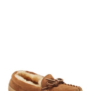 L.L.Bean Wicked Good Slipper Kids US 2 Brown Sheepskin Moc Toe Slip-On HAWK539