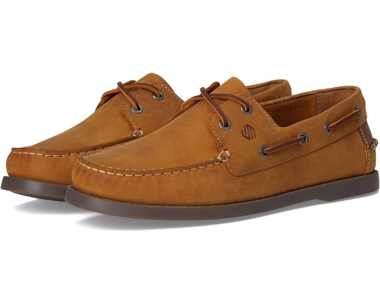 Johnston & Murphy Zeke Kids US 3 Tan Oiled Leather Slip-On Boat Shoes HAWK682