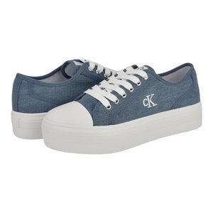 Calvin Klein Brinle Sneakers Women 6.5 Blue Denim Lace Up Platform Shoes HAWK516