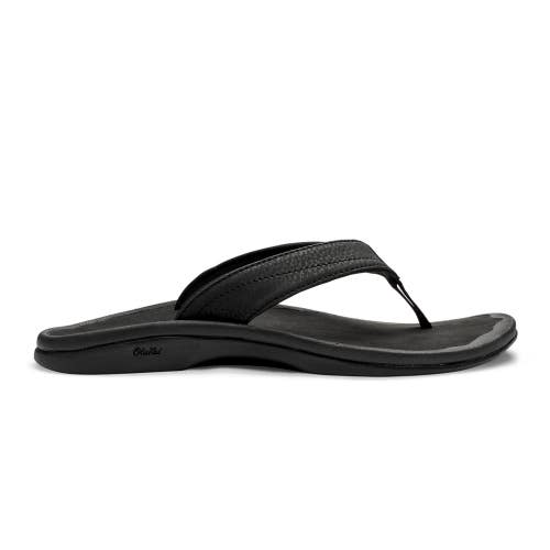 Olukai Ohana Sandals Women's 8 Black Toe Post Comfort Slip On Flip Flop HAWK619