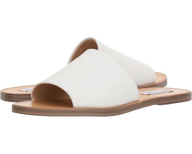 Steve Madden Grace Sandals Women's 6.5 White Leather Open Toe Slide HAWK589