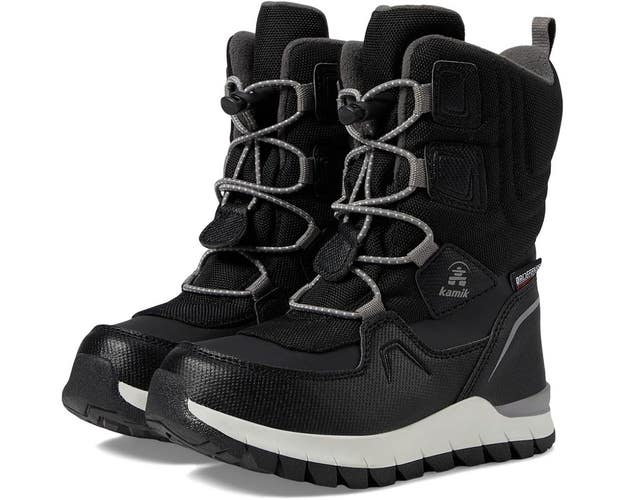 Kamik Bouncer 2 NF8513 Kids US 3 Black Leather Waterproof Winter Boots HAWK689
