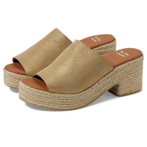 Toni Pons Andrea Sandal Women's US 8 Platinum Leather Slip On Block Heel HAWK554