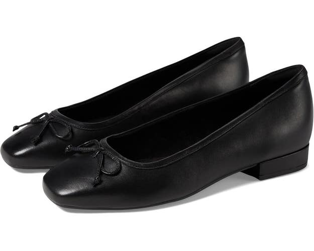Rockport Sadie Ballet Dress Flats Women's 7 Black Leather Square Toe HAWK588