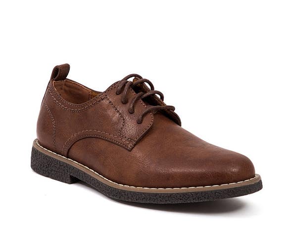 Deer Stags Zander Oxford Boys US 5 Dark Brown Faux Leather Dress Shoes HAWK707