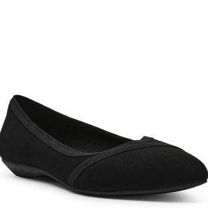 Anne Klein Oceanus Flats Womens US 7.5 Black Pointed Toe Comfort Slip On HAWK627