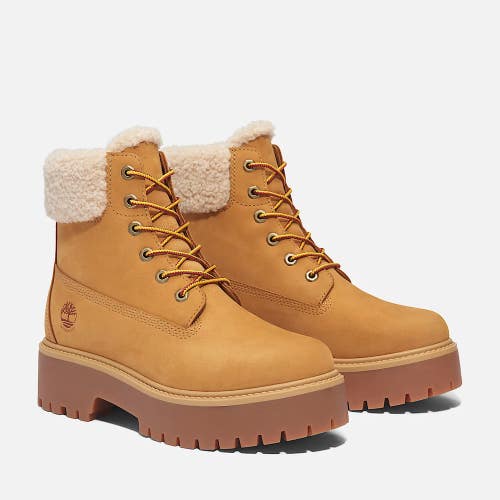 Timberland Stone Street TB0A2PU6754 Boot Women Wheat Faux Fur Lined Ankle TF9073