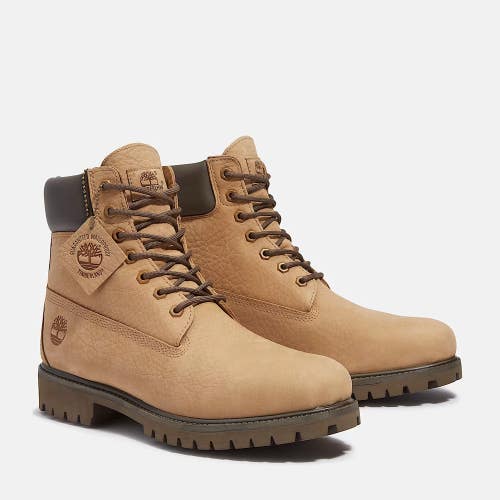 Timberland Premium TB0A6G1RAFH Boots Men 10.5 Beige Leather 6" Waterproof TF9046