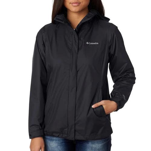 Columbia Arcadia II Rain Jacket Women's 1X Plus Black Full Zip Waterproof JZZ589