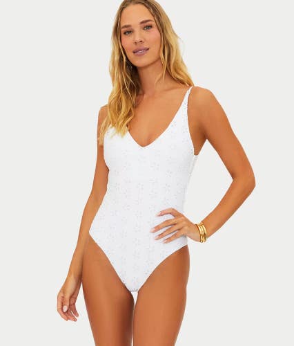 Beach Riot Reese Swimsuits Women's XS White Stretch One-Piece Swimwear GBO1709