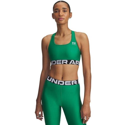 Under Armour HeatGear Mid Branded Sports Bra Women's M Green Performance GBO1702