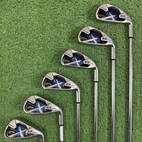 Callaway X-22 X22 Golf Iron Set 4-9 True Temper Steel Uniflex +1/2 Long