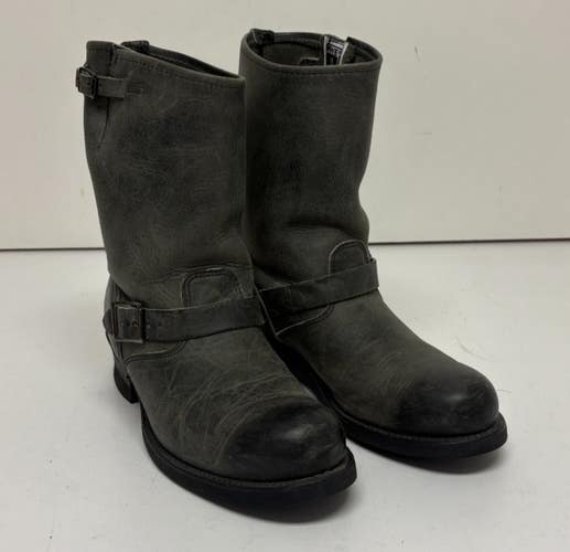 Frye Rogan Distressed Gray Leather Men's Engineer Boots US 10.5 EXCELLENT