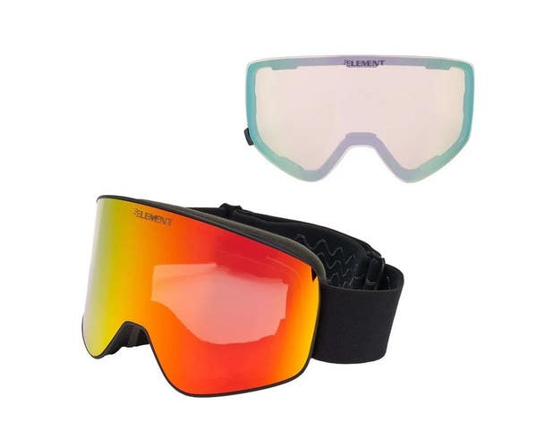 5th Element Stealth MAG Flat Adult Snow Goggles | 2 Lenses | Sunny or Overcast