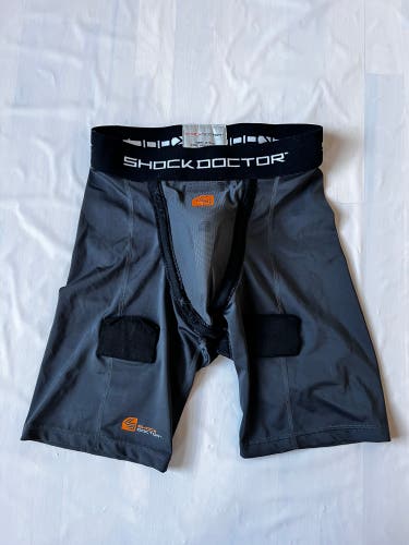 Shock Doctor Core Compression Hockey Shorts black with a BioFlex Cup sock tabs