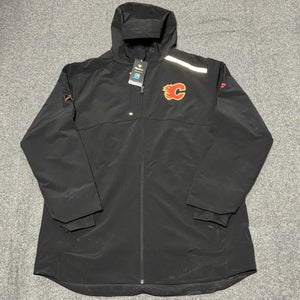 Calgary Flames NHL Fanatics Authentic Pro Full Zip Team Rink Parka Jacket Sz XL