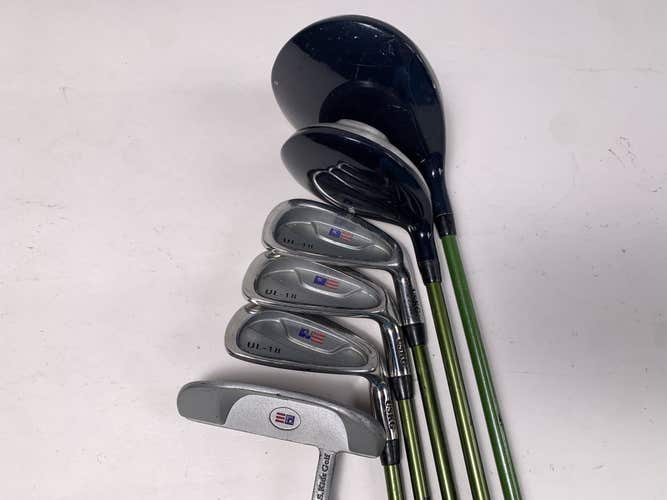 US Kids UL-18 Club Set Driver 3W 8-PW Putter Kid Power 57-39 Youth Graphite RH