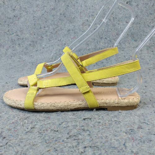 Madewell The Hallie Espadrille Sandals Womens Size 7.5 Shoes Yellow Leather