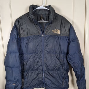 The North Face Nuptse 700 Down Fill Puffer Jacket Men's Size: L Navy Distressed