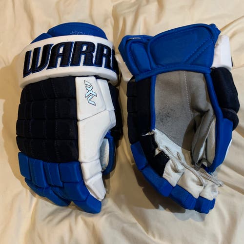 13" Winnipeg Jets Reverse Retro Mark Scheifele Warrior AX1 Pro Stock Gloves *Read Full Description*