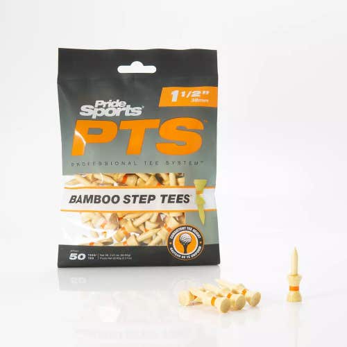Pride Sports Professional Tee System Step Tees (1 1/2", Bamboo, 50pk) NEW