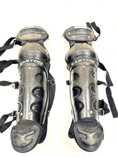 Used Easton YOUTH Catchers Leg Guards Black Youth 11860-S000303040