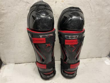 Used Bauer VAPOR 1X LITE Junior Shin Guards Black And Red 12" 11855-S000197592