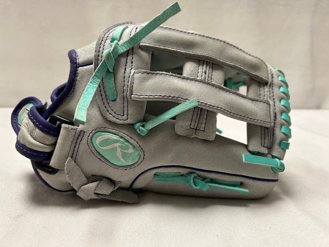 Used Rawlings WFP12GM RH Throw Fastpitch Gloves Grey 12" 11490-S000268024
