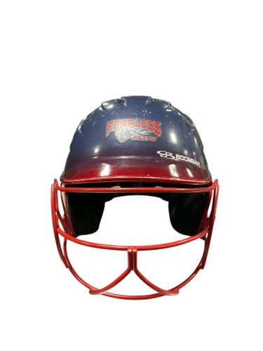 Used BoomBah SZ 6 1/4 - 7 Batting Helmet w/Mask Red One Size 11834-S000044765