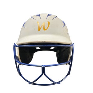 Used BoomBah BLU/WHITE SZ 6 1/4 - 7 Batting Helmet w/Mask Royal Blue One Size 11834-S000044763