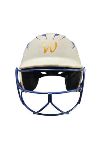 Used BoomBah BLU/WHITE SZ 6 1/4 - 7 Batting Helmet w/Mask Royal Blue One Size 11834-S000044763