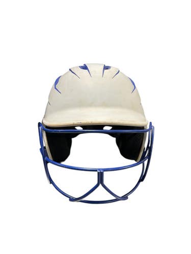 Used BoomBah BLU/WHITE SZ 6 1/4 - 7 Batting Helmet w/Mask Royal Blue One Size 11834-S000044762