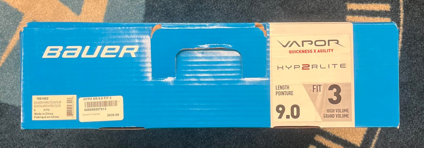 Bauer Vapor Hyperlite 2 Hockey Skates Senior Size 9 Fit 3 (Brand New)