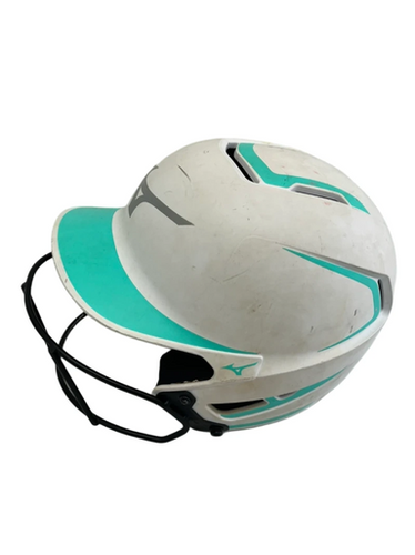 Used Mizuno F6-BT Adult OSFM Batting Helmet w/Mask White 11692-S000145377