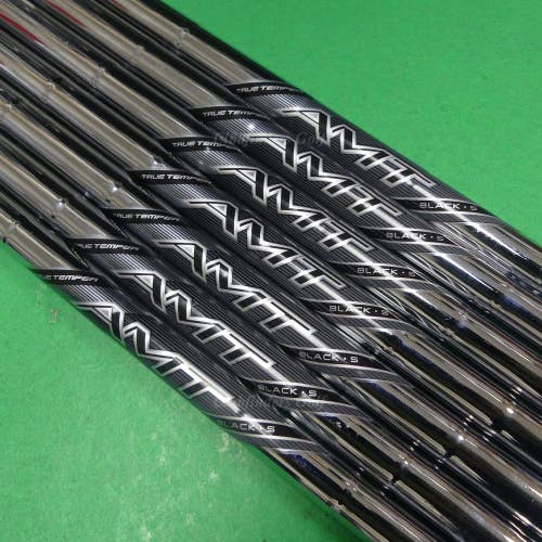 True Temper AMT Black G2 .355 Stiff Pulled Steel Iron Shafts SET OF 7