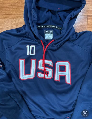 JT Miller 10 USA New York Rangers Fanatics Authentic Pro Hoodie Player Used L