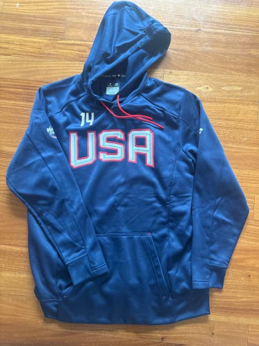 Brock Faber 14 USA Minnesota Wild Fanatics Authentic Pro Hoodie Player Used L 4 nations