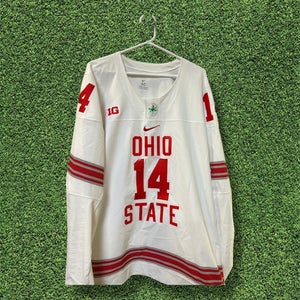 OHIO STATE BUCKEYES ALTERNATE GAME WORN HOCKEY JERSEY #14 - SIZE 60