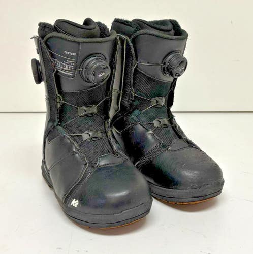 K2 Contour Dual Boa-Coiler Black All-Mountain Snowboard Boots US Size 6.5 EU 37
