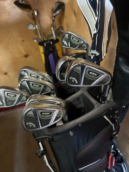 Men's 2017 Callaway Epic Pro Right Handed Iron Set Stiff Flex (8 Clubs) #4 - #9, PW, GW Steel Shaft